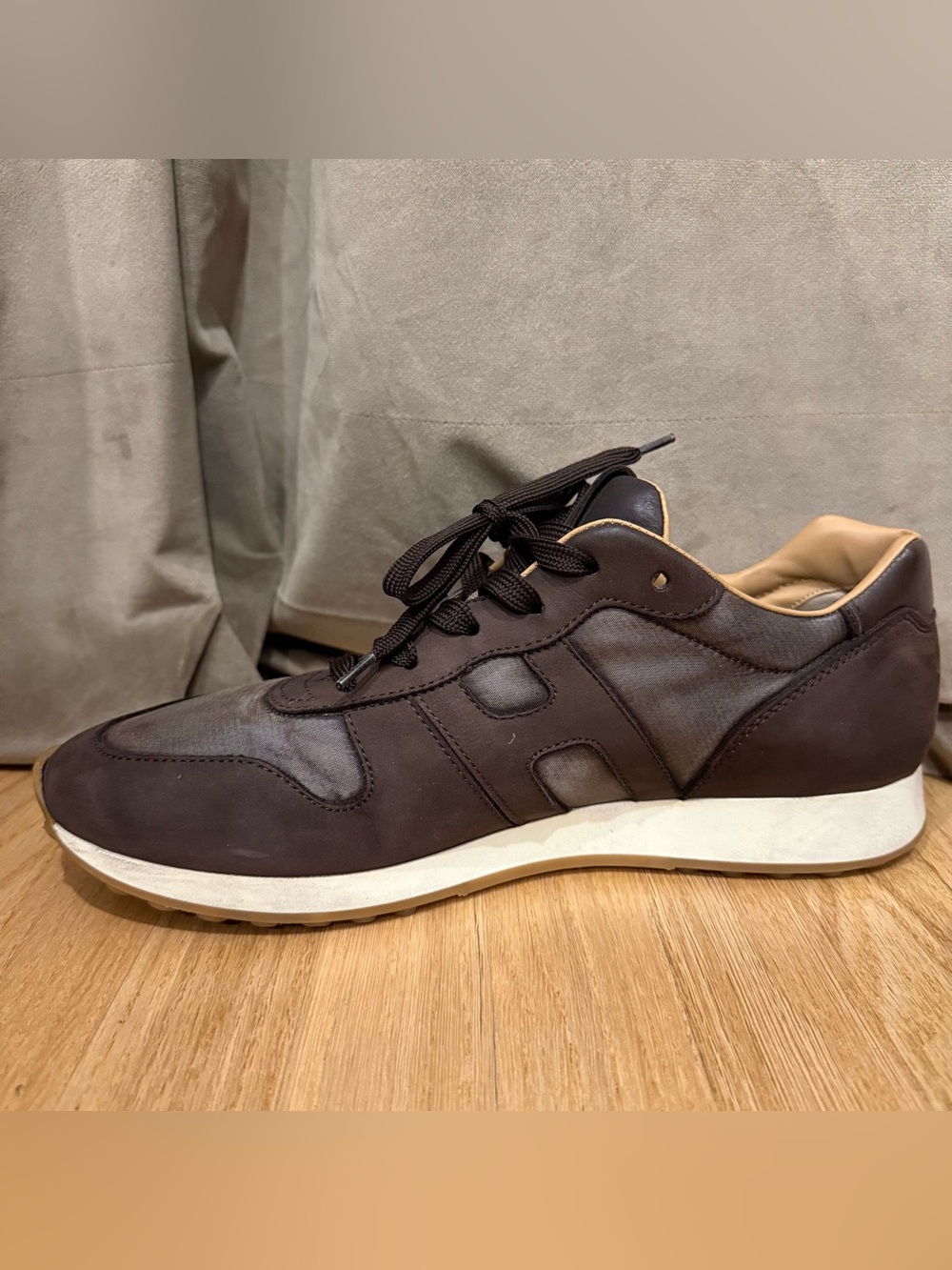 Hogan Men’s Leather Sneaker 9.5 Chocolate Brown H86 Run - Picture 4 of 16